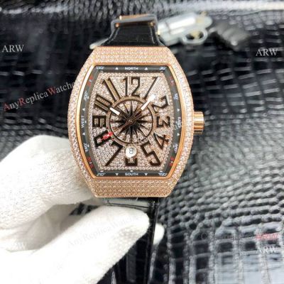 Franck Muller Vanguard Yachting V45 SC DT Men Watch Rose Gold Diamonds